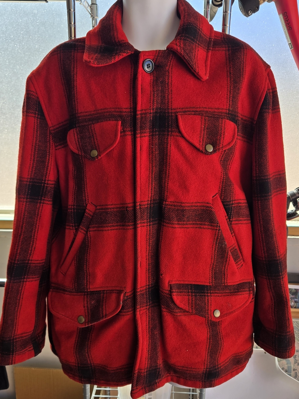 Men's Red Plaid Jacket Coat - Classic Lumberjack Style